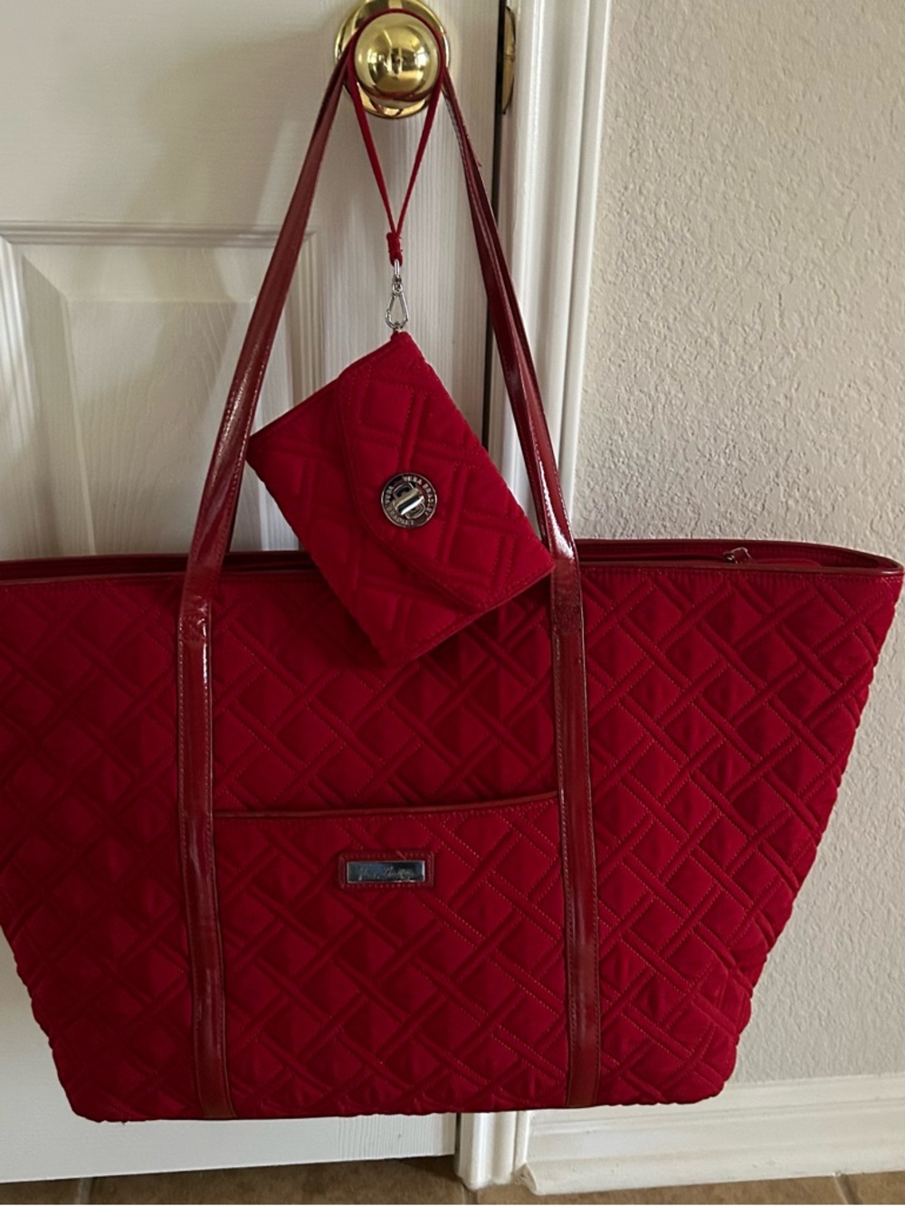 Vera Bradley Quilted Red Tote with Matching Wristlet